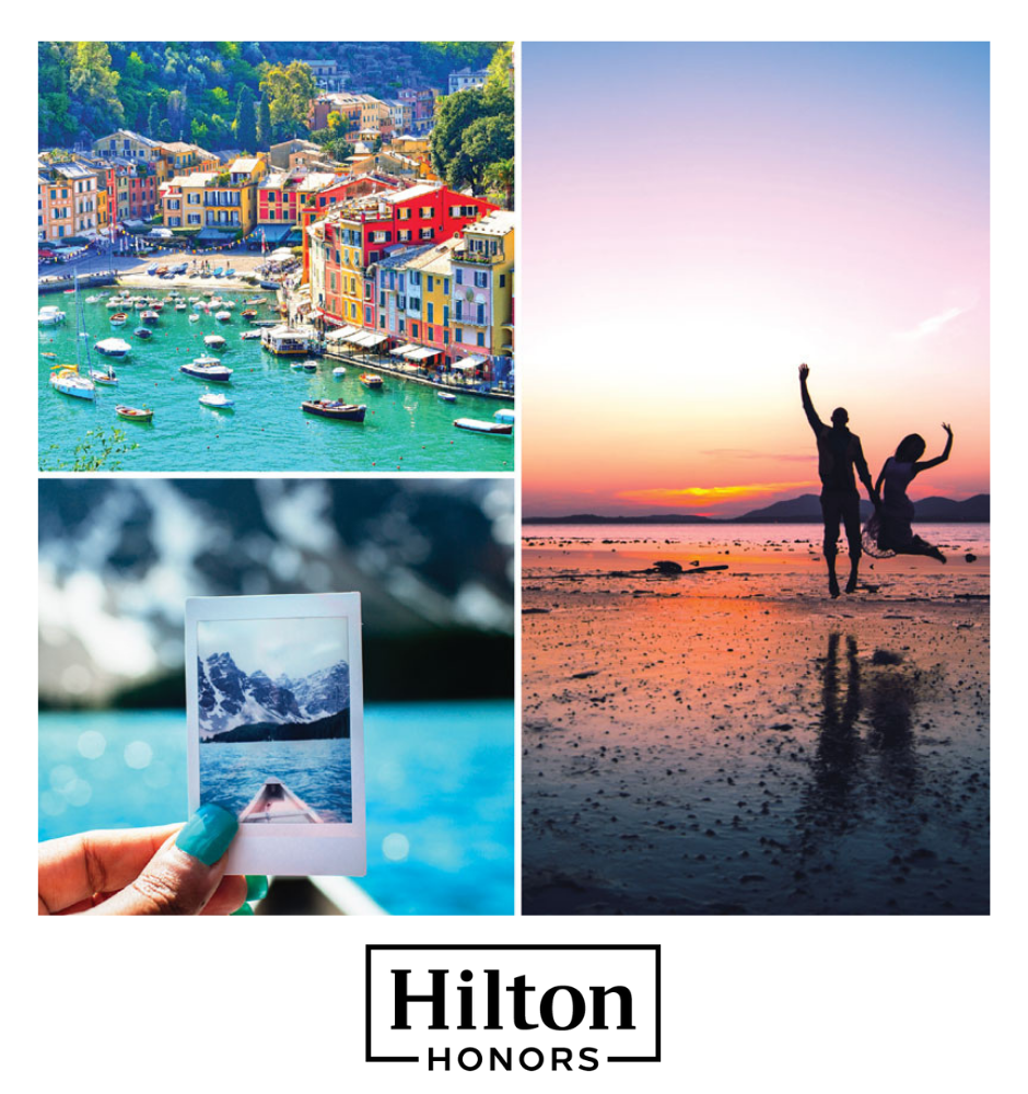 A honeymoon or vacation on us Earn thousands of Hilton Honors Bonus Points that could be used towards a property in your dream location, premium merchandise, unforgettable experiences and so much more. Ask your Professional Events Team for details.